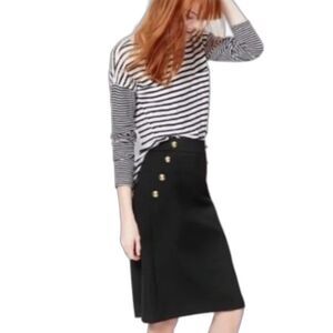 LOFT Sailor Pencil Skirt Woman's Size 10 Black w/Gold Buttons
